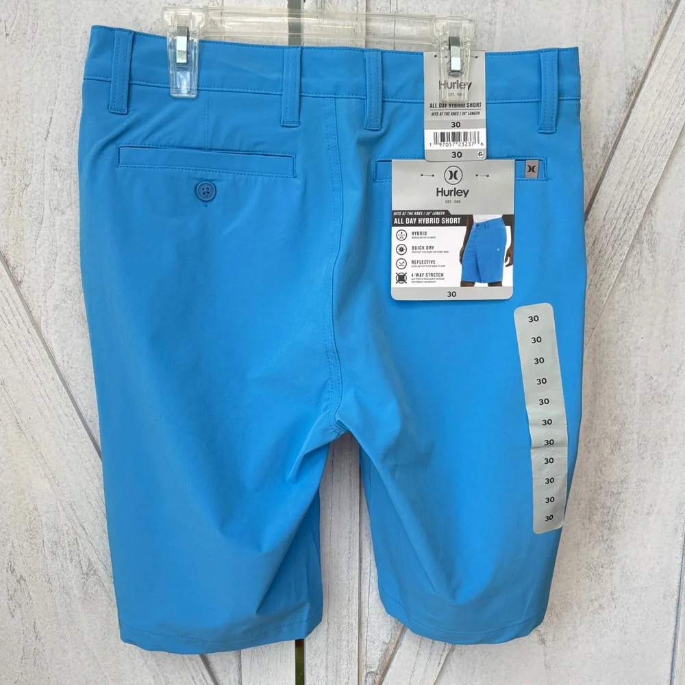Hurley Shorts All Day Hybrid Quick Dry Stretch Blue Men's Size 30 - Picture 2 of 9